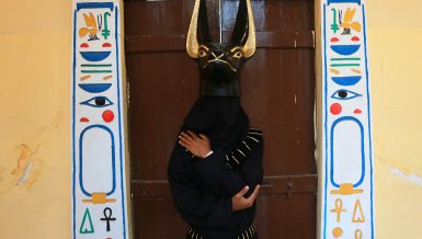 Man dressed like Anubis