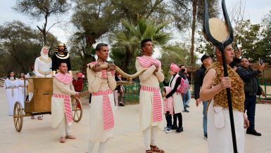 Couple marrying in ancient Egyptian ritual