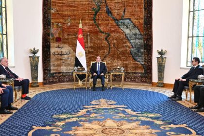 Egypt’s President Abdel Fattah Al-Sisi meets with Ronald Lauder, President of the World Jewish Congress, stresses Palestinian State Only Guarantee for Lasting Peace. Hassan Rashad, Head of the Egyptian General Intelligence Service.