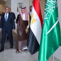 Egypt's Minister of Foreign Affairs and Expatriates, Badr Abdelatty with Saudi Foreign Minister Prince Faisal bin Farhan