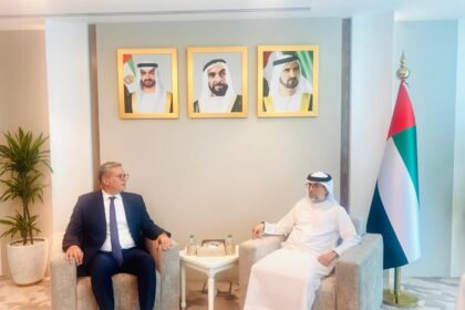 Karem Badawi, Egypt's Minister of Petroleum and Mineral Resources with Suhail Mohamed Al Mazrouei, UAE Minister of Energy and Infrastructure, in Abu Dhabi