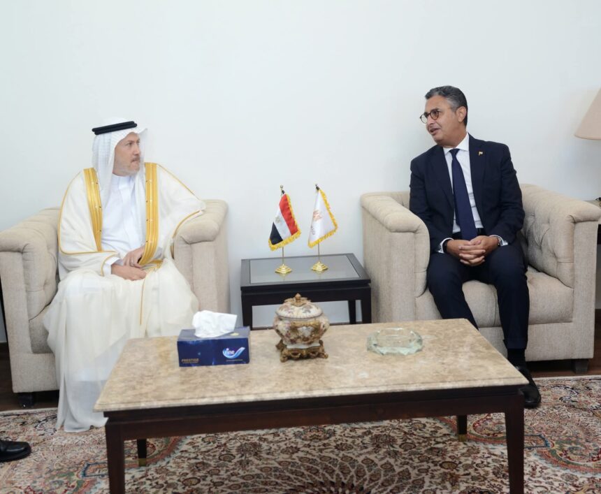 Sherif Farouk, Egypt’s Minister of Supply and Internal Trade with Adeeb Yousuf Al Aama, CEO of the International Islamic Trade Finance Corporation (ITFC), at the Ministry’s office in Alamein