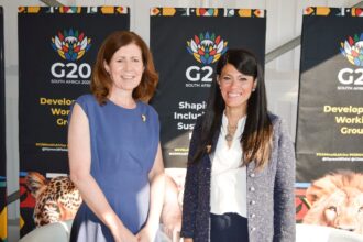 Egypt’s Minister of Planning, Economic Development, and International Cooperation, Rania Al-Mashat with UK Minister of State for International Development, Baroness Jenny Chapman