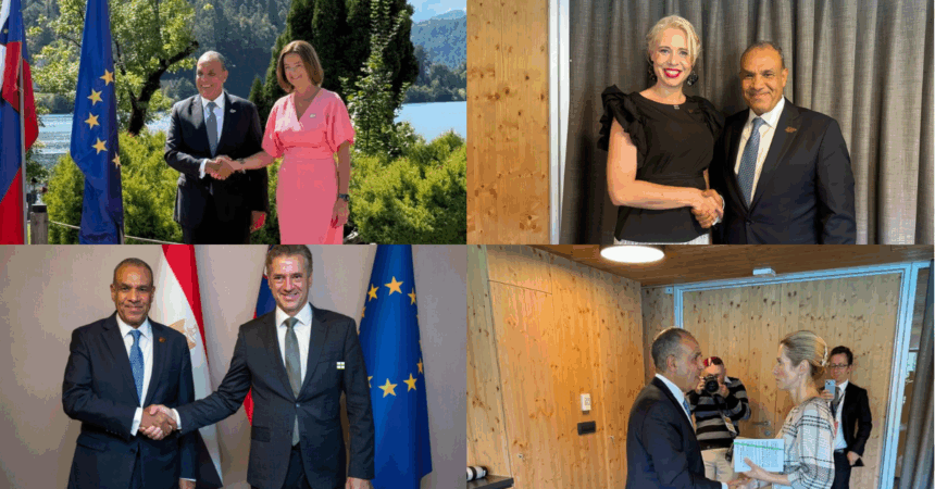 Egypt's FM meets with Slovenian, Albanian PMs, EU's Kallas at Bled Forum