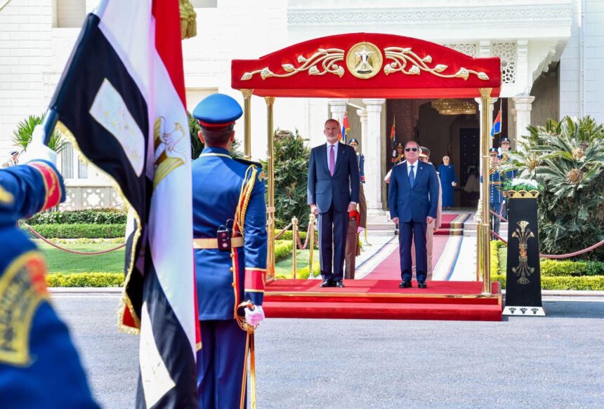 Egyptian President Abdel Fattah Al-Sisi and First Lady Entissar Al-Sisi welcomed Spain’s King Felipe VI and Queen Letizia on Wednesday at Cairo’s Ittihadiya Palace, marking the first-ever state visit by a Spanish monarch to Egypt. According to presidential spokesperson Mohamed El-Shenawy, the official reception included national anthems, a 21-gun salute, a military honor guard, and a ceremonial photo session. This was followed by a private meeting between President Al-Sisi and King Felipe, and later, expanded talks between the two delegations. Discussions focused on strengthening bilateral cooperation across key sectors, including economy, investment, tourism, education, culture, trade, transport, and archaeology. Both sides expressed a shared commitment to building on the strategic partnership formally launched in February 2025. Regional developments, particularly the ongoing conflict in Gaza, featured prominently in the talks. President Al-Sisi praised Spain’s recognition of the Palestinian state and its firm support for a two-state solution. He also briefed King Felipe on Egypt’s ongoing mediation efforts aimed at achieving a ceasefire, securing the release of hostages, and ensuring the uninterrupted delivery of humanitarian aid. King Felipe commended Egypt’s central role in facilitating dialogue and humanitarian access in Gaza, calling Cairo’s efforts “essential for the population to recover their lives and dignity as part of a viable Palestinian state, living in peace and security with Israel.” He condemned the “brutal and unacceptable suffering” of civilians and emphasized the importance of reconstruction efforts, led in part by Egypt. “We recognize and appreciate the mediating role that Egypt is playing to achieve a ceasefire agreement, the release of hostages, and the full restoration of humanitarian aid in the Gaza Strip,” King Felipe said. He called for continued engagement with “realism and hope” despite the increasingly dire situation. The Spanish monarch also reflected on the historical and cultural ties between the two Mediterranean nations, noting a “shared spirit” of mutual admiration and harmony. “Our long-standing friendship is marked by spontaneous harmony, visible in many everyday gestures, and a sense of fascination between our peoples,” he said. The visit comes at a time of growing diplomatic pressure from Spain on Israel. Earlier this week, Spanish Prime Minister Pedro Sanchez announced a series of sweeping measures, including a formal arms embargo on Israel, a ban on ships carrying fuel for the Israeli army from docking at Spanish ports, airspace restrictions on aircraft transporting defense materials, and entry bans on individuals directly linked to alleged war crimes and genocide in Gaza. The measures, which could affect Israeli Prime Minister Benjamin Netanyahu and his cabinet, signal Spain’s increasingly assertive stance on the conflict. The state visit concluded with an exchange of official decorations between the two heads of state and their spouses, followed by a formal luncheon. Both sides reaffirmed their commitment to strengthening strategic ties across multiple fronts, while maintaining close coordination on pressing regional issues.