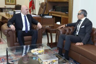 Egypt's ambassador to Lebanon, Alaa Moussa with Lebanese President Joseph Aoun