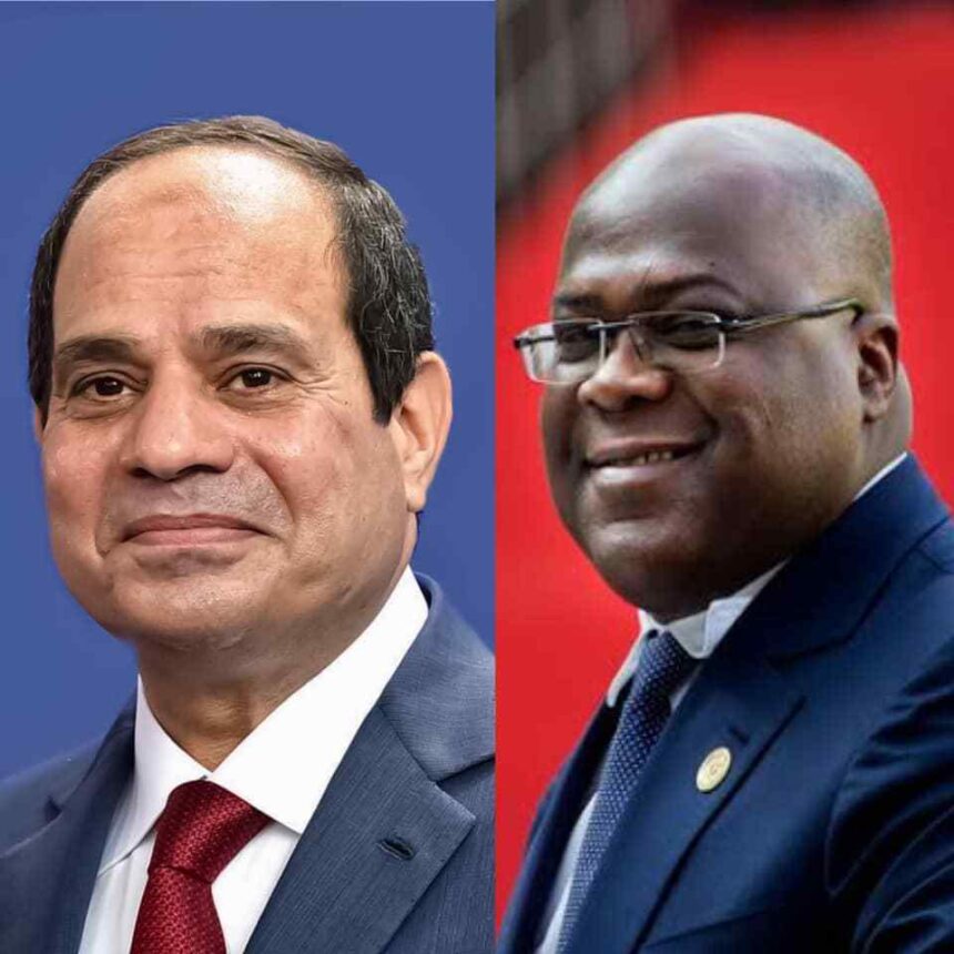Egyptian President Abdel Fattah Al-Sisi (L) and President of the Democratic Republic of the Congo,Felix Tshisekedi (R)