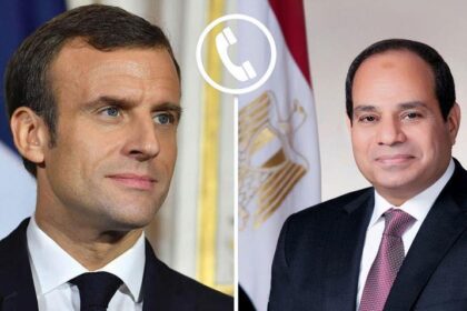 Egyptian President Abdel Fattah Al-Sisi (R) and French President Emmanuel Macron (L)