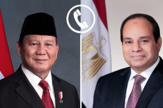 Egyptian President Abdel Fattah Al-Sisi (R) and Indonesian President Prabowo Subianto (L)