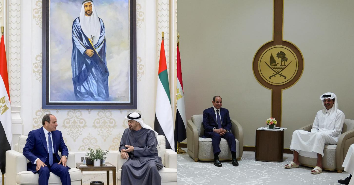 Egypt&rsquo;s Sisi visits UAE, Qatar, says Gulf security is extension of national security