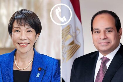 Egyptian President Abdel Fattah Al-Sisi (R) and Japanese Prime Minister Sanae Takaichi (L)