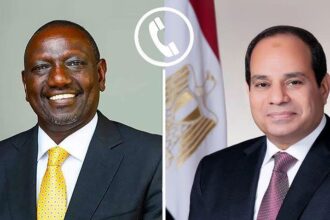 Egyptian President Abdel Fattah Al-Sisi (R) and Kenyan President William Ruto (L)
