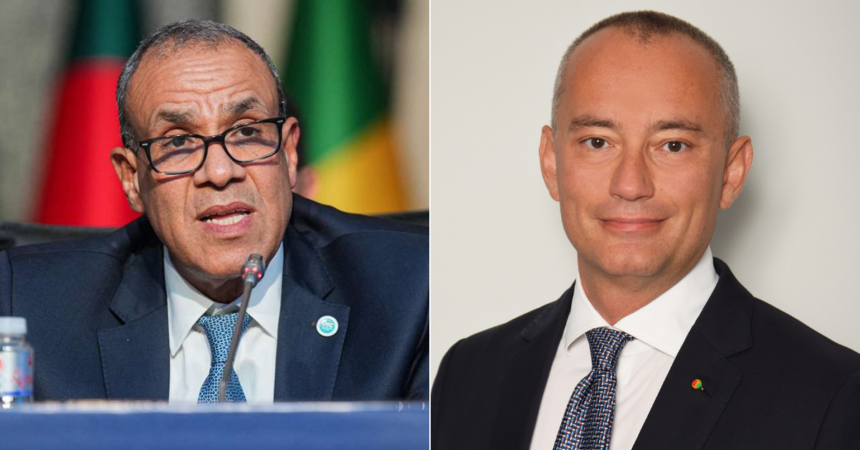 Egyptian Foreign Minister Badr Abdelatty (L) and High Representative of the Peace Council Nikolay Mladenov (R)