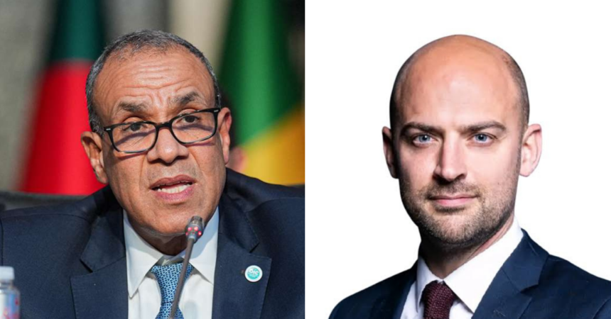 Minister of Foreign Affairs Badr Abdelatty (L) and French Minister for Europe and Foreign Affairs Jean-Noël Barrot (R)