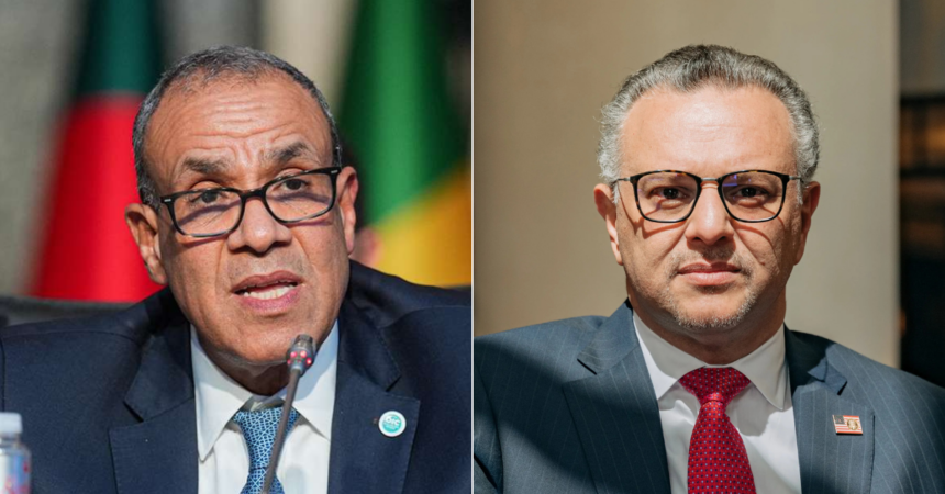 Egyptian Foreign Minister Badr Abdelatty (L) and US presidential senior adviser for Arab and African affairs Massad Boulos (R)